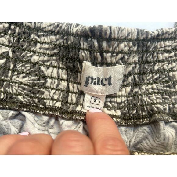 Pact Women's Small Beige Black Palm Print Organic Cotton Pull On Jogger Pants S - Picture 11 of 11